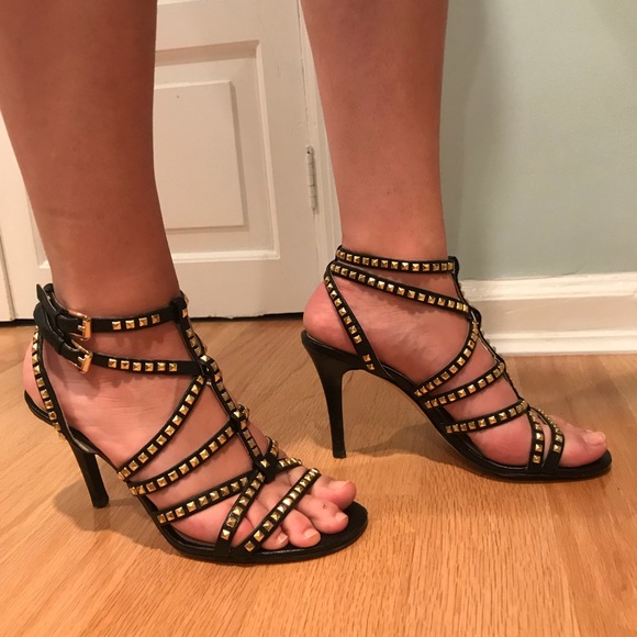 MICHAEL Michael Kors Shoes - Michael Kors Strappy Gold & Black Sandal